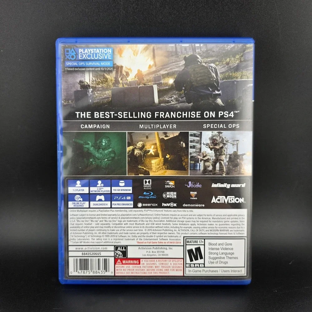 Call of Duty Modern Warfare (PlayStation 4, 2019) Activision Shooting Video Game